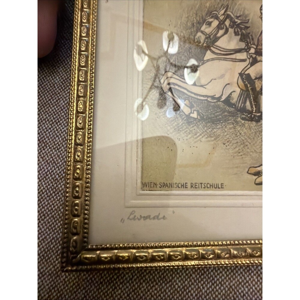 Equestrian Framed Art Print Signed 3.5” WIEN SPANISCHE REITSCHULE “Levada” - Picture 2 of 6